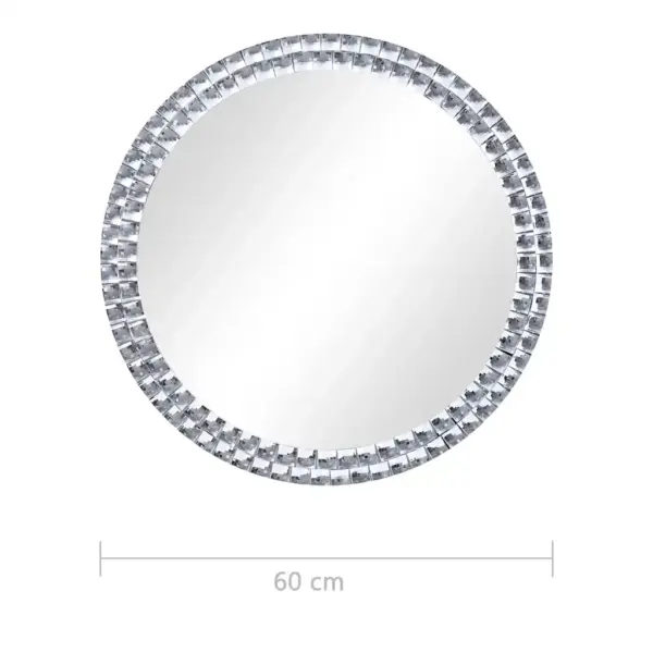Ümmargune seinapeegel akrüülkristallist raamiga, hõbedane, karastatud klaas, 60 cm – 5