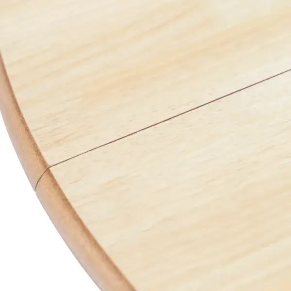 Ümmargune söögilaud, valge ja pruun, 106 cm, kautšukipuit – 3