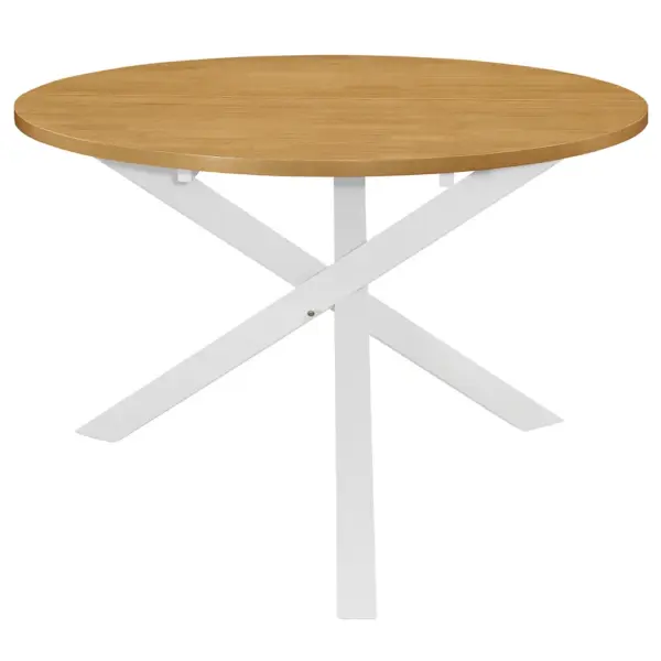 Ümmargune söögilaud valge raamiga, pruun MDF-plaadiga, 120 x 75 cm – 2