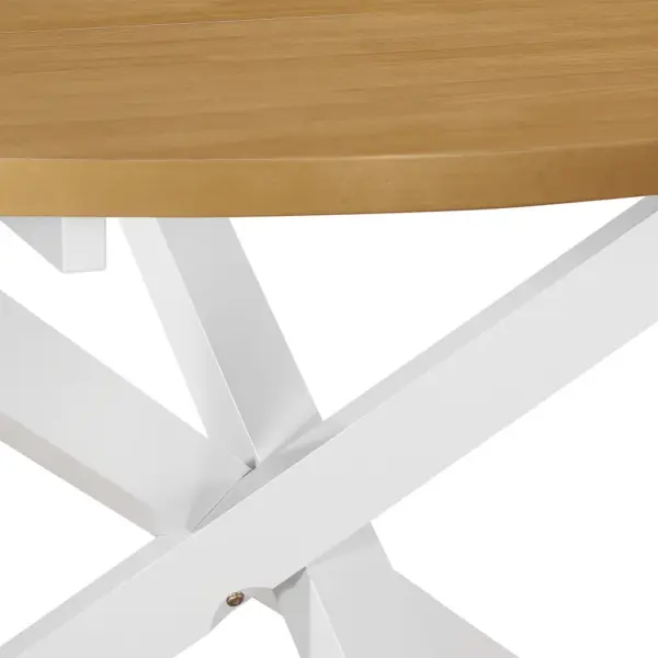 Ümmargune söögilaud valge raamiga, pruun MDF-plaadiga, 120 x 75 cm – 3