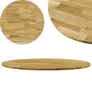 Ümmargune tammepuidust lauaplaat, lakitud, naturaalne puiduvärv, diameeter 50 cm, paksus 23 mm