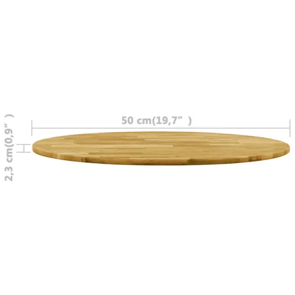 Ümmargune tammepuidust lauaplaat, lakitud, naturaalne puiduvärv, diameeter 50 cm, paksus 23 mm – 5