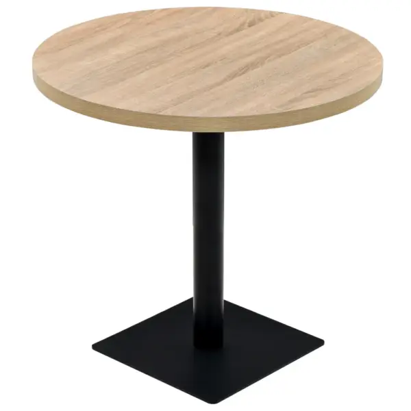 Ümmargune bistroolaud tammevärvi MDF-plaadiga ja terasjalaga, 80 x 75 cm - 2