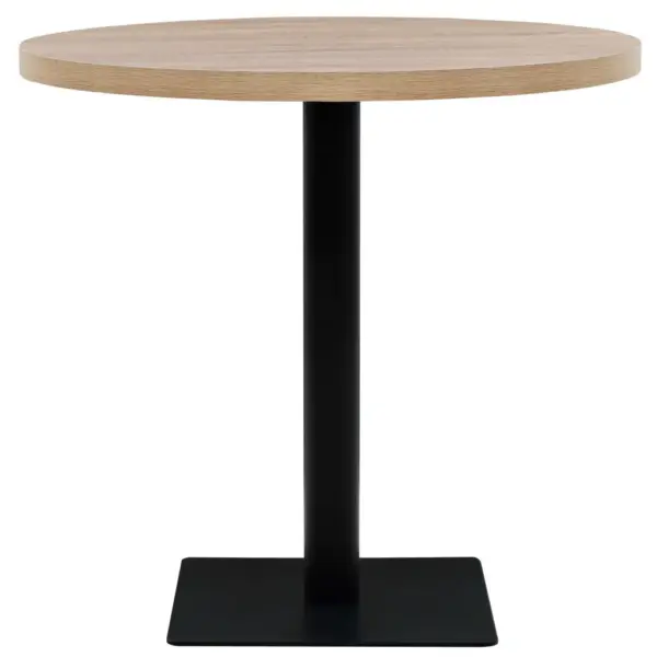 Ümmargune bistroolaud tammevärvi MDF-plaadiga ja terasjalaga, 80 x 75 cm - 3