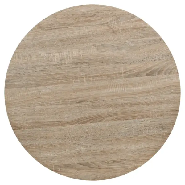 Ümmargune bistroolaud tammevärvi MDF-plaadiga ja terasjalaga, 80 x 75 cm - 4