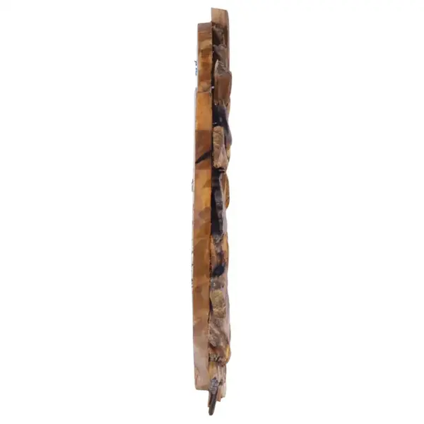 Ümmargune seinapeegel tükimustriga tiigipuidust raamiga, 40 cm – 3