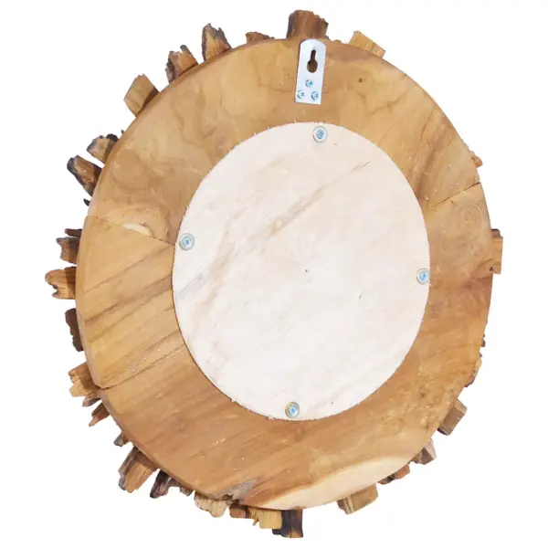 Ümmargune seinapeegel tükimustriga tiigipuidust raamiga, 40 cm – 4