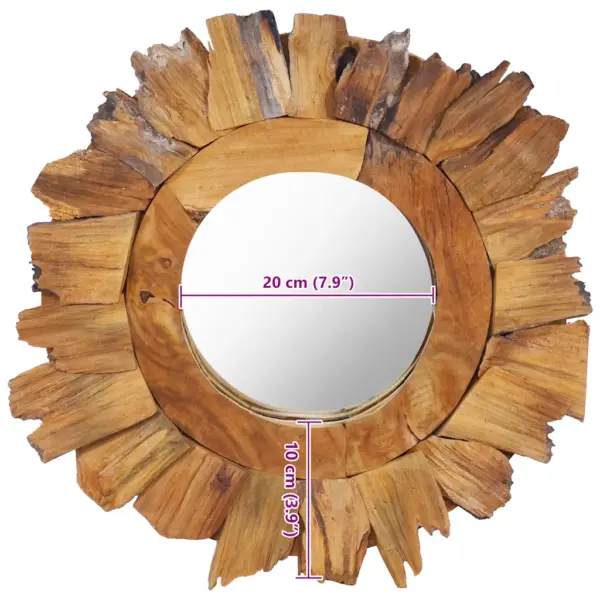 Ümmargune seinapeegel tükimustriga tiigipuidust raamiga, 40 cm – 6