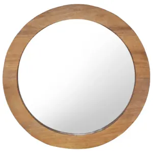 Ümmargune seinapeegel tiigipuidust raamiga, 60 cm