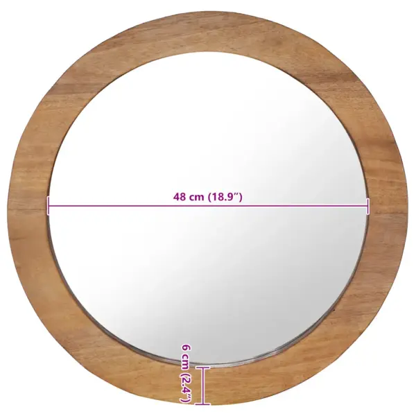 Ümmargune seinapeegel tiigipuidust raamiga, 60 cm – 6