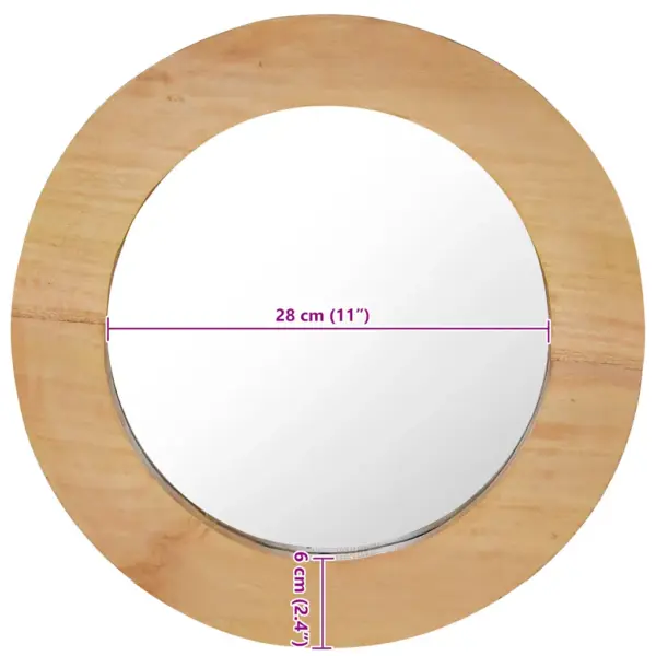 Ümmargune seinapeegel tiigipuu raamiga, 40 cm – 6