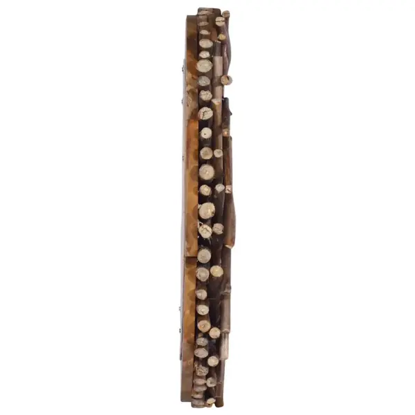 Ümmargune tiigipuust seinapeegel punutud raamiga, 60 cm – 3