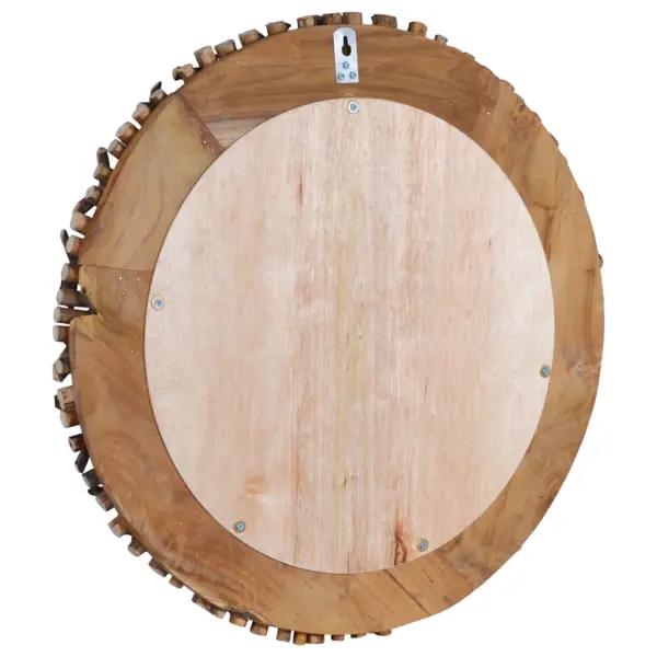 Ümmargune tiigipuust seinapeegel punutud raamiga, 60 cm – 4