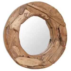 Ümmargune tiigipuust seinapeegel, pruun, 60 cm, käsitsi valmistatud