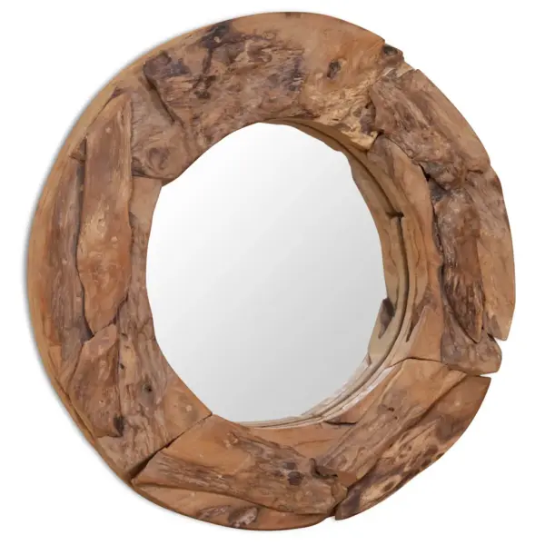 Ümmargune tiigipuust seinapeegel, pruun, 60 cm, käsitsi valmistatud – 3
