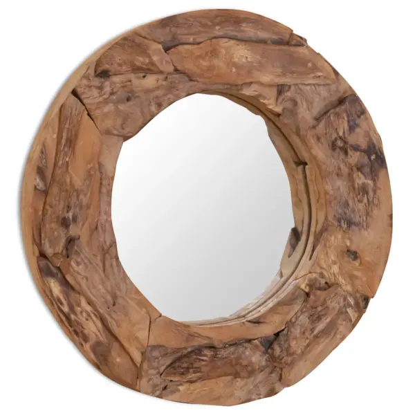 Ümmargune tiigipuust seinapeegel, pruun, 60 cm, käsitsi valmistatud – 4