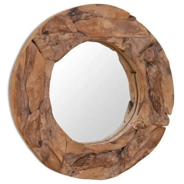 Ümmargune tiigipuust seinapeegel, pruun, 60 cm, käsitsi valmistatud – 5