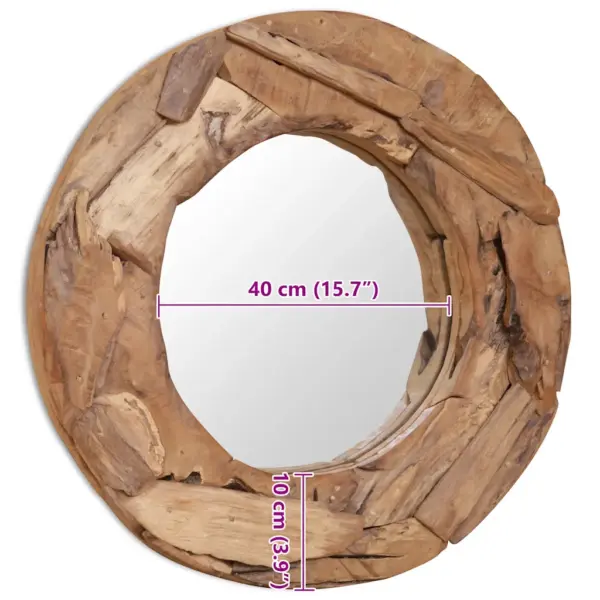 Ümmargune tiigipuust seinapeegel, pruun, 60 cm, käsitsi valmistatud – 9