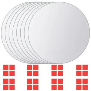 Ümmargused raamita peegliplaadid, 8 tk, klaas, 15 cm