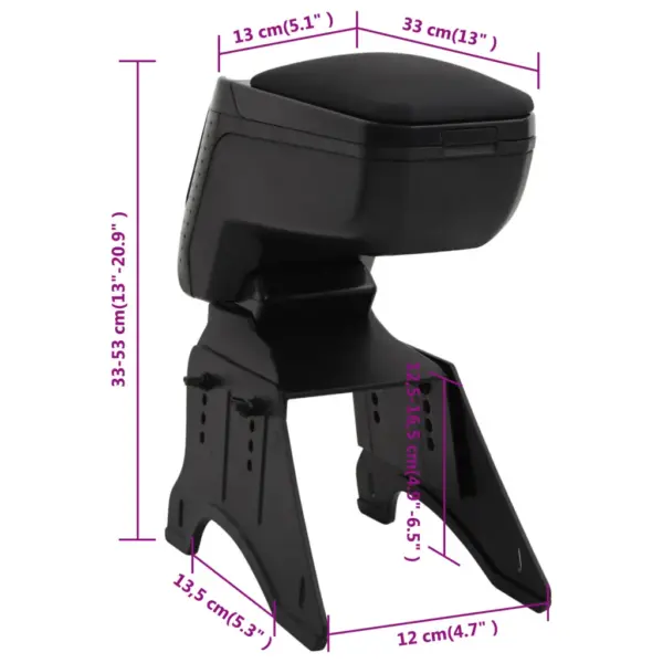 Universaalne auto käetugi panipaigaga, must, ABS, reguleeritava kõrgusega, 13 x 33 x 33–53 cm - 12