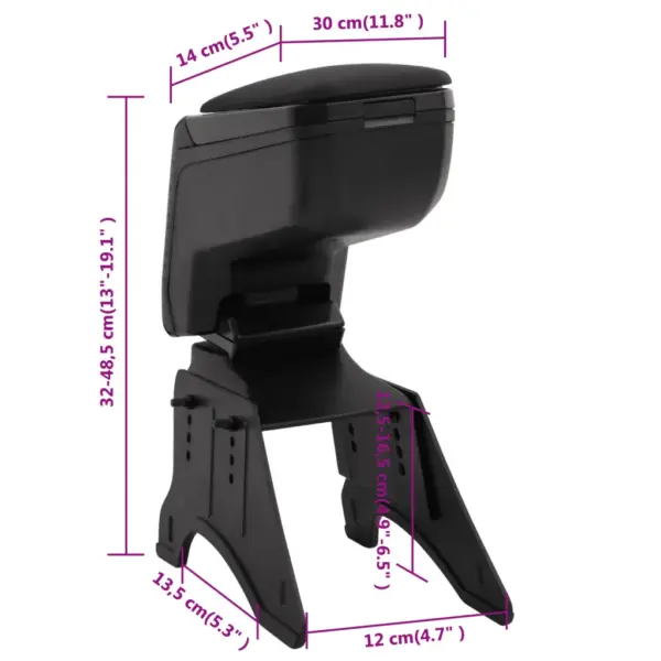 Universaalne auto käetugi panipaigaga, reguleeritava kõrgusega, must ABS, 14 x 30 x (32–48,5) cm – 11