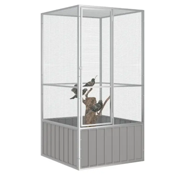 Vabaõhu linnupuur tsingitud terasest, hall, 111 x 107 x 211,5 cm – 2