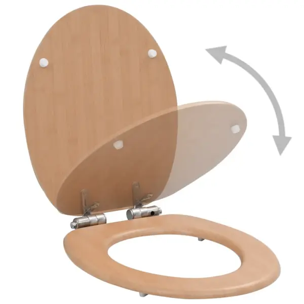 Vaikselt sulguvad WC-prill-lauad kaantega, hele bambuse disain, MDF, 2 tk – 3