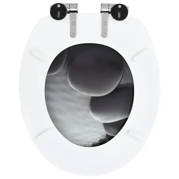 Vaikselt sulguv WC prill-laud kivimustriga, MDF, hall, 2 tk – 6