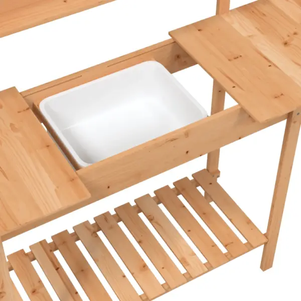 Valamuga istutuslaud pikendatava tööpinnaga, pruun nulupuit, 147,5 x 44 x 139,5 cm – 11