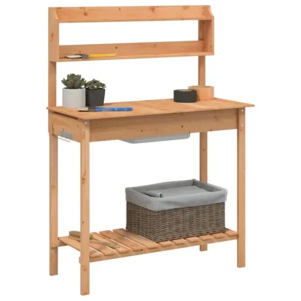 Valamuga istutuslaud pikendatava tööpinnaga, pruun nulupuit, 147,5 x 44 x 139,5 cm – 4