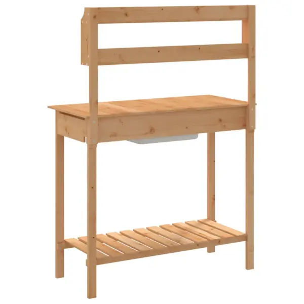 Valamuga istutuslaud pikendatava tööpinnaga, pruun nulupuit, 147,5 x 44 x 139,5 cm – 9