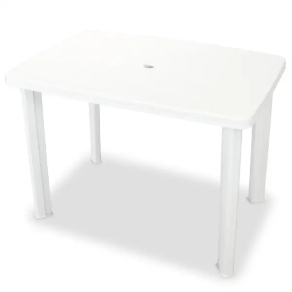 3-osaline aiamööbli bistrookomplekt päevavarju avaga, valge plast, laud 101 x 68 x 72 cm – 2