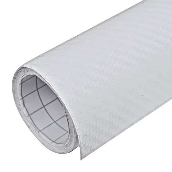 Valge 3D süsinikkiu välimusega iseliimuv autokile, PVC, 100 x 150 cm – 5