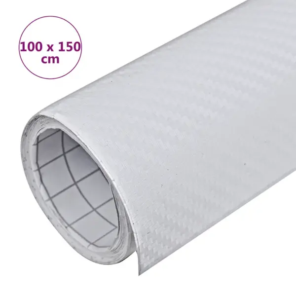 Valge 3D süsinikkiu välimusega iseliimuv autokile, PVC, 100 x 150 cm – 8
