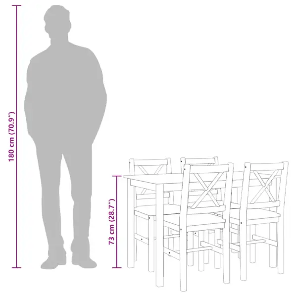 5-osaline valge männipuidust söögitoakomplekt, laud 108 x 65 x 73 cm – 13
