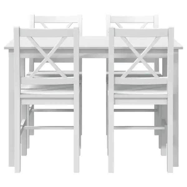 5-osaline valge männipuidust söögitoakomplekt, laud 108 x 65 x 73 cm – 5