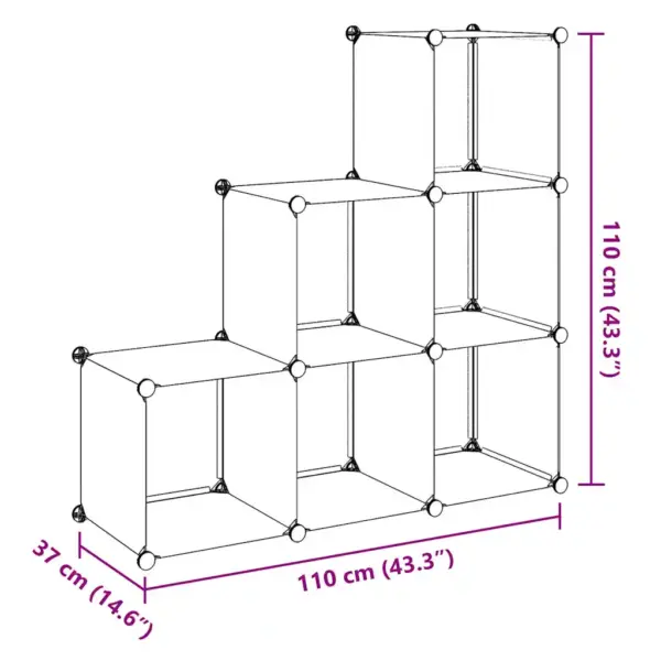Valge 6 sektsiooniga hoiukapp PP paneelidega, 110 x 37 x 110 cm – 7