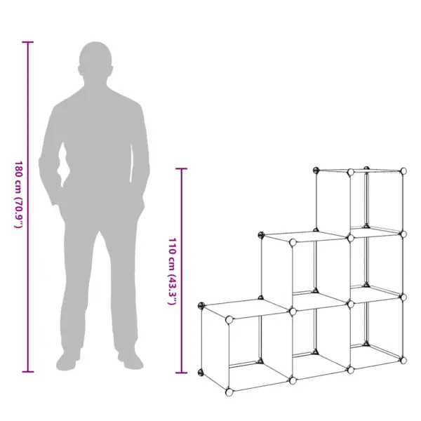 Valge 6 sektsiooniga hoiukapp PP paneelidega, 110 x 37 x 110 cm – 8