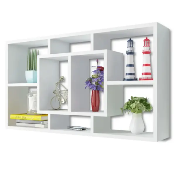 Valge 8 lahtriga seinariiul varjatud kinnitusega, 85 x 16 x 47,5 cm – 3