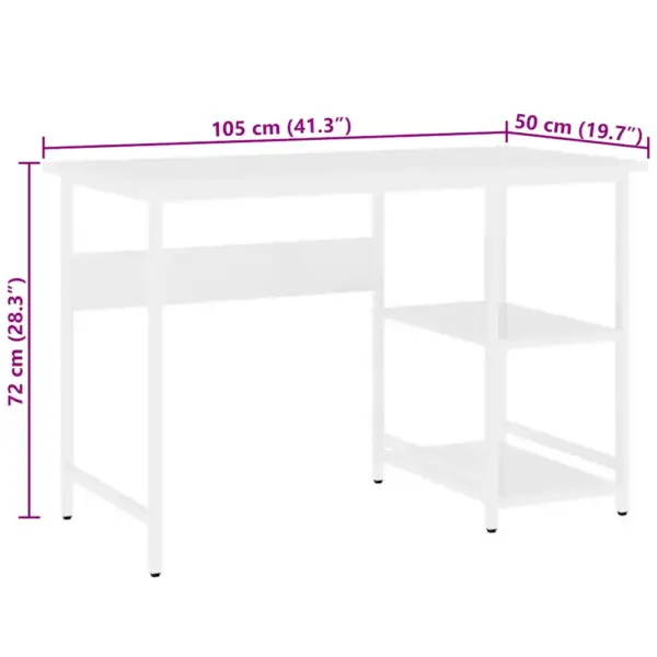 Valge arvutilaud MDFist ja metallraamiga, 105 x 50 x 72 cm – 7