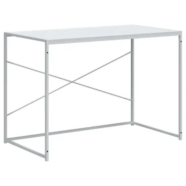 Valge kompaktne arvutilaud metallraamiga, puitlaastplaadist lauaplaadiga, 110 x 30 x 70 cm – 2