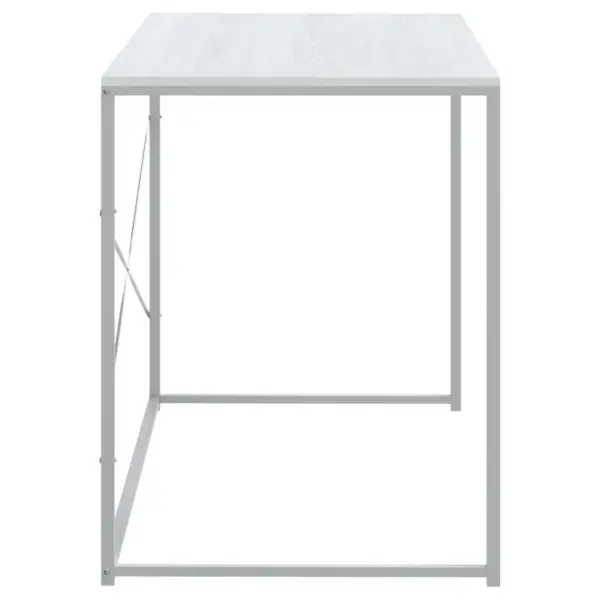 Valge kompaktne arvutilaud metallraamiga, puitlaastplaadist lauaplaadiga, 110 x 30 x 70 cm – 4