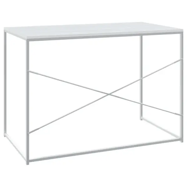 Valge kompaktne arvutilaud metallraamiga, puitlaastplaadist lauaplaadiga, 110 x 30 x 70 cm – 5