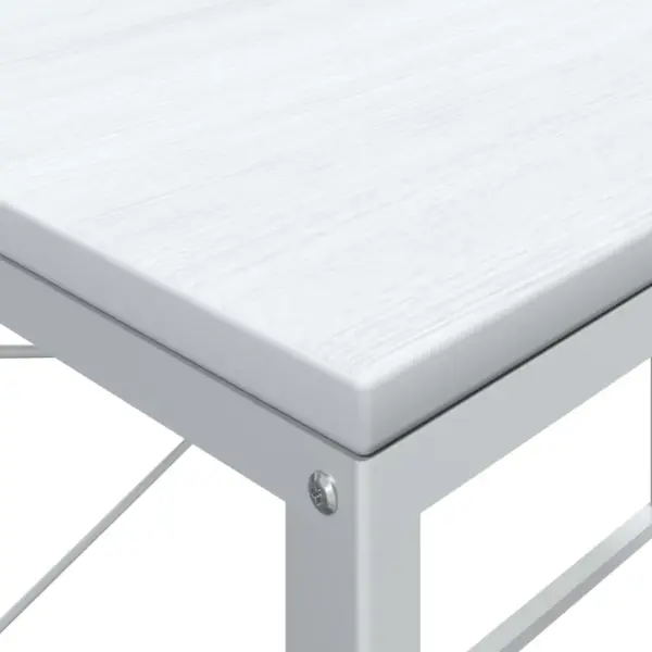 Valge kompaktne arvutilaud metallraamiga, puitlaastplaadist lauaplaadiga, 110 x 30 x 70 cm – 6