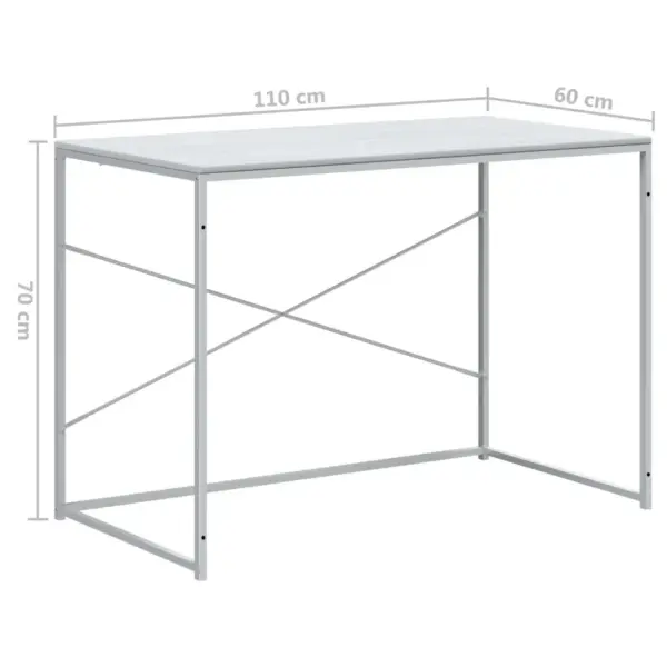 Valge kompaktne arvutilaud metallraamiga, puitlaastplaadist lauaplaadiga, 110 x 30 x 70 cm – 8