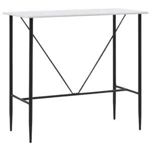 Valge baarilaud PVC-kattega MDF lauaplaadiga ja terasraamiga, 120 x 60 x 110 cm