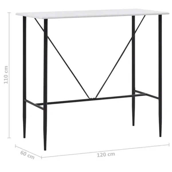 Valge baarilaud PVC-kattega MDF lauaplaadiga ja terasraamiga, 120 x 60 x 110 cm - 6