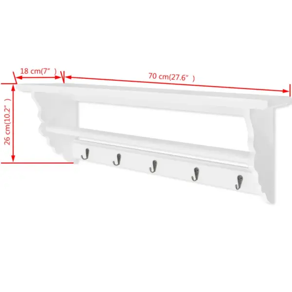 Valge barokkstiilis esikunagi riiuliga, MDF, 70 x 18 x 26 cm – 6