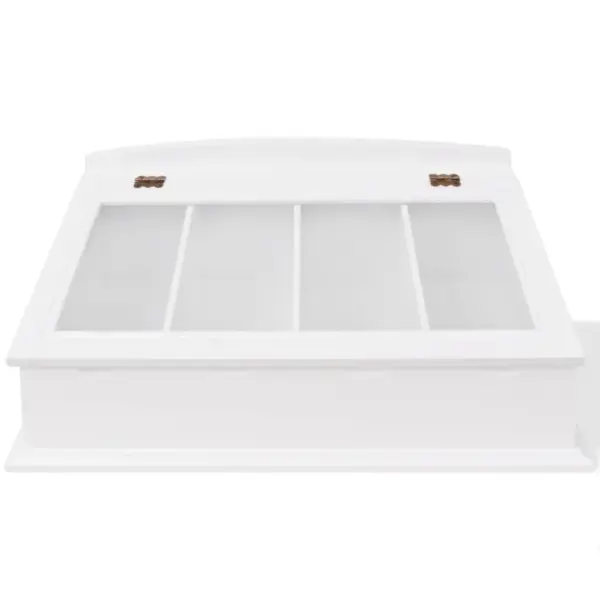 Valge barokkstiilis söögiriistakarp klaasist kaanega, 4 sektsiooniga, MDF, 47 x 27 x 21,5 cm – 2