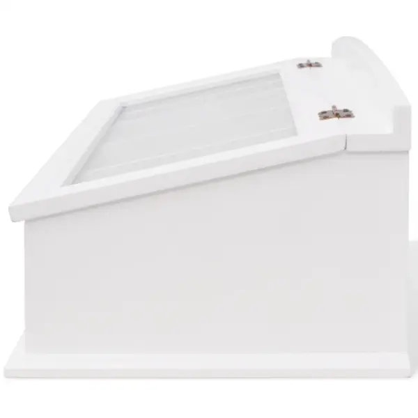 Valge barokkstiilis söögiriistakarp klaasist kaanega, 4 sektsiooniga, MDF, 47 x 27 x 21,5 cm – 4